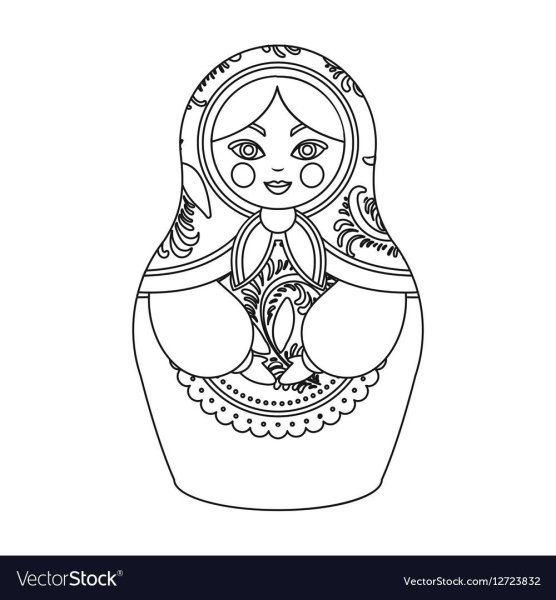 Матрешка раскраска на белом фоне для детей