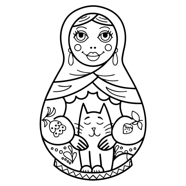 Матрешка раскраска для детей