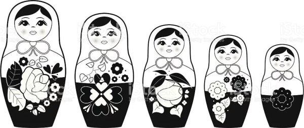 Силуэты матрешек по росту