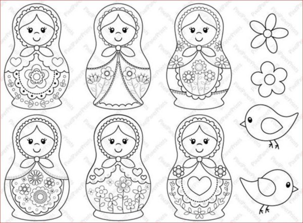 Раскраска Матрешка