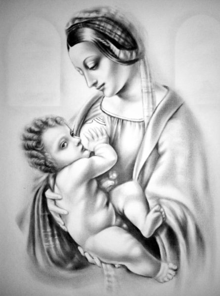 Набросок картины Леонардо Мадонна Литта