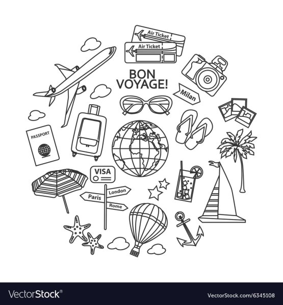 Путешествие вектор чб