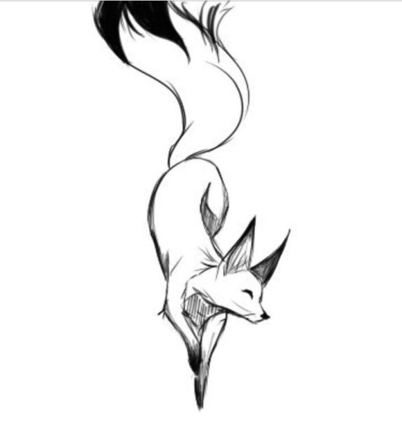 Тату лиса черно белая