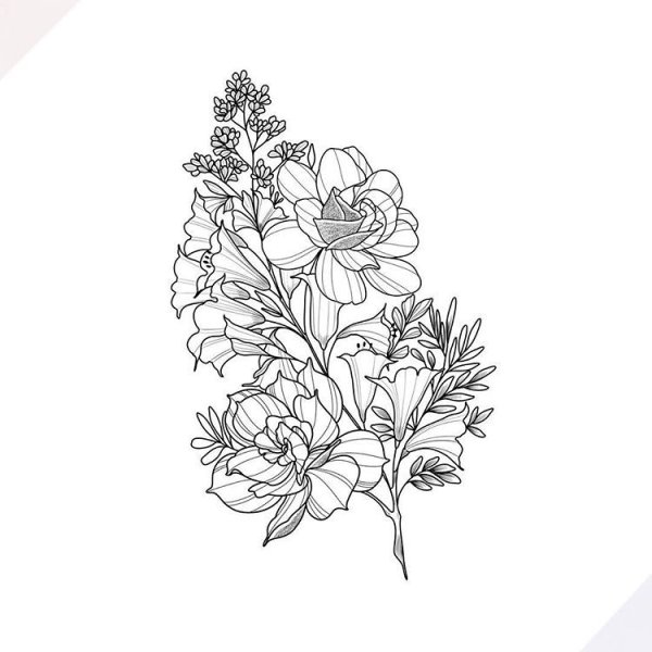 Тату сирень эскиз