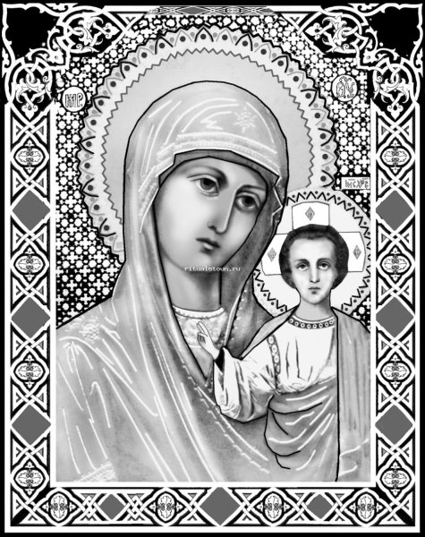 Икона Богоматери Казанская гравировка