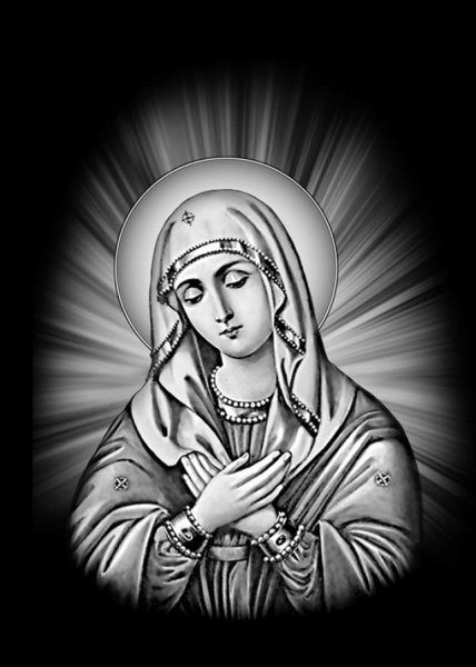 Скорбящая Богоматерь Мария Богородица гравировка