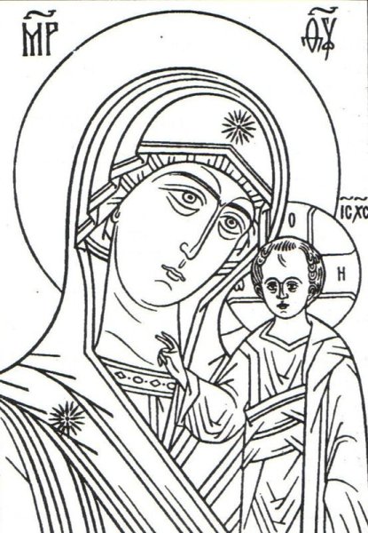 Икона Божией матери прорись