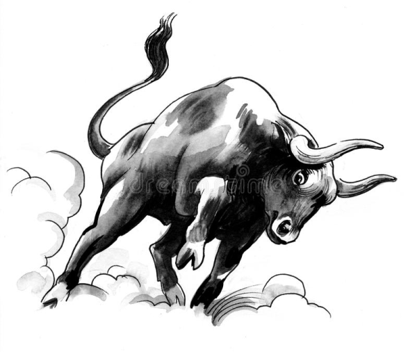 Черный бык мультяшный