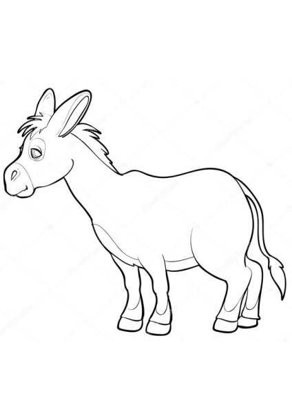 Контур ослика для детей