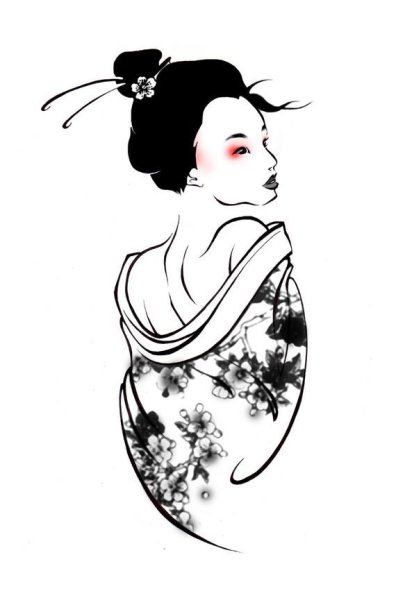 Силуэт гейши в кимоно