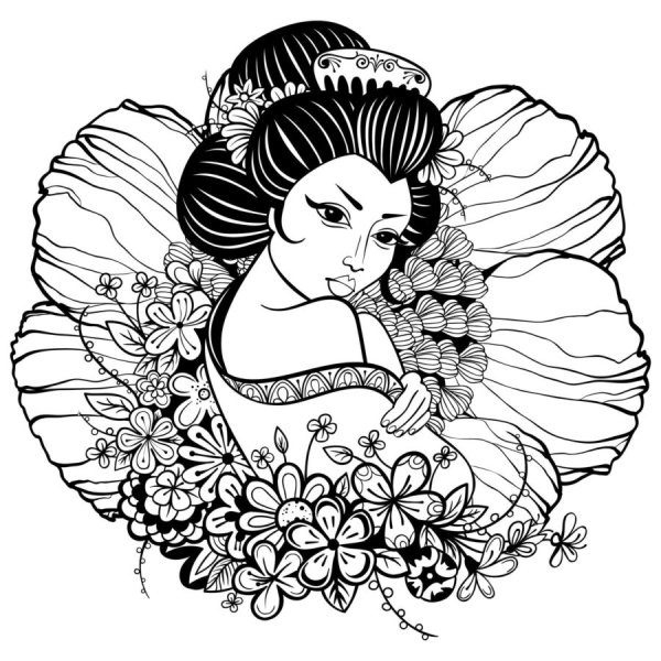 Раскраска гейша