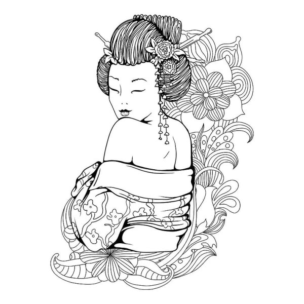 Контурные рисунки в японском стиле