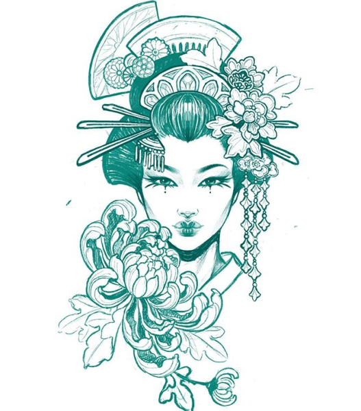 Эскизы тату Япония гейша
