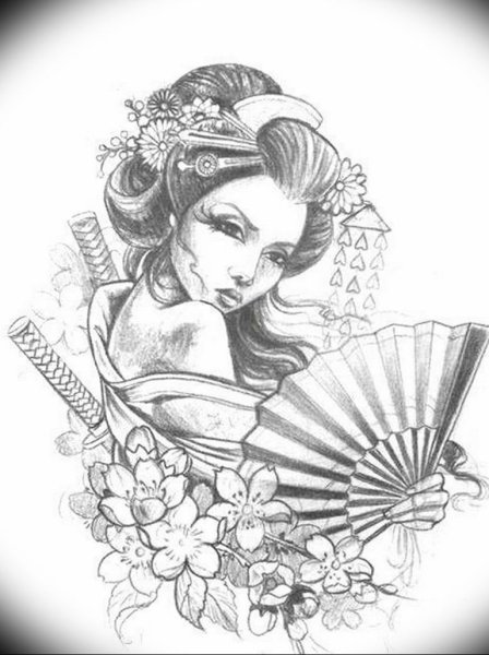 Девушка с веером эскиз
