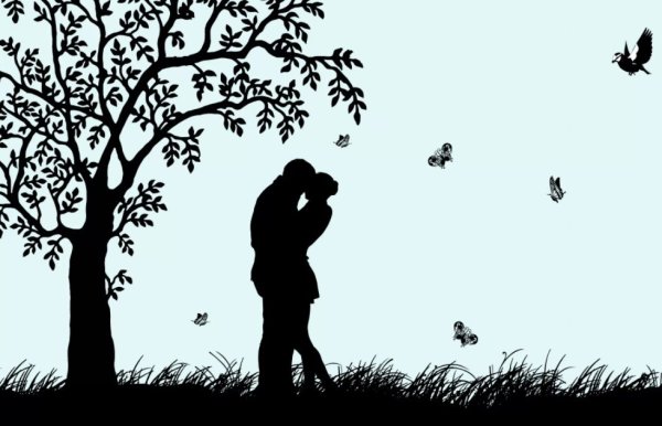 Силуэт под зонтом