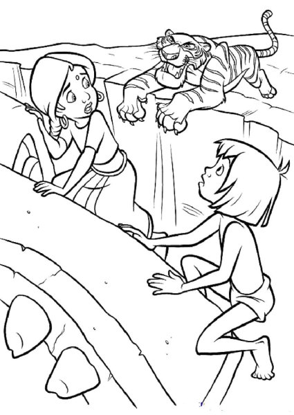 Раскраска Маугли Шерхан