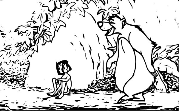 Раскраска Маугли и животных для детей