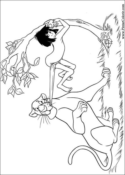 Раскраска Маугли Багира