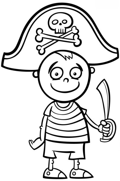 Пират черно белый для детей