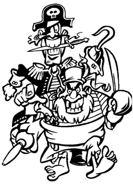Весёлые пираты. Раскраска
