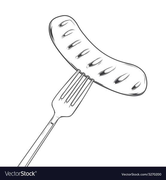 Вилка с сарделькой силуэт
