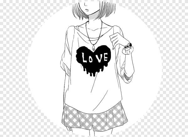 Аниме девочки черно белые