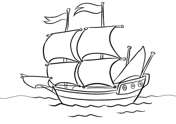 Кораблик с парусом раскраска