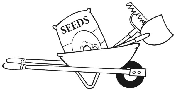 Раскраска садовый инвентарь для детей