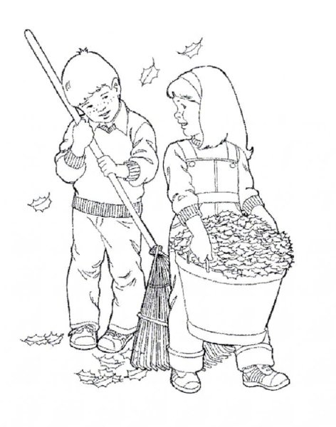 Осенний труд раскраска