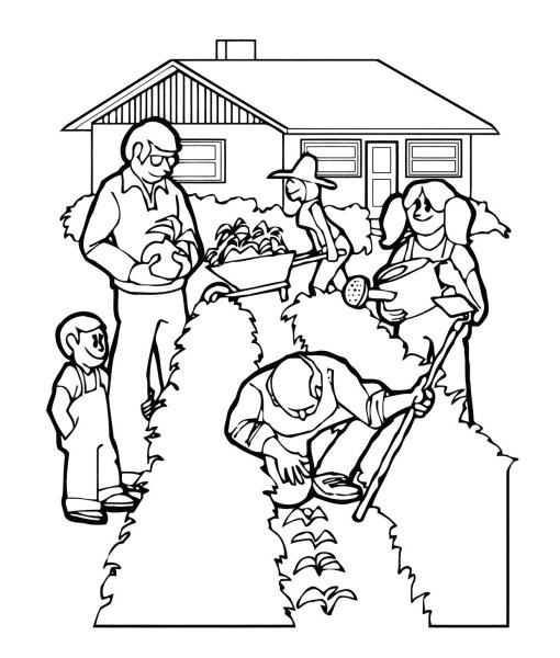 Раскраска дом и семья