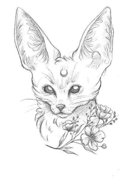 Тату фенек лиса эскизы