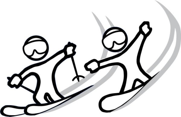 Силуэты спортсменов зимних видов спорта