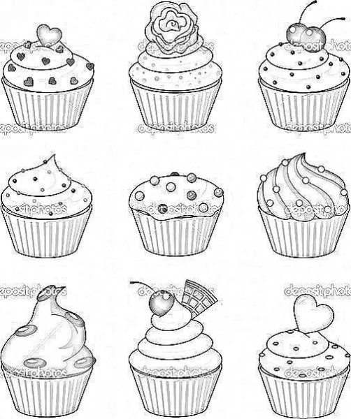 Раскраски маленькие кексики