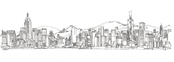 Панорама города в графике