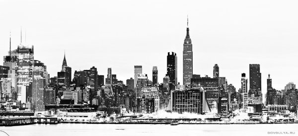 Панорама города черно белая