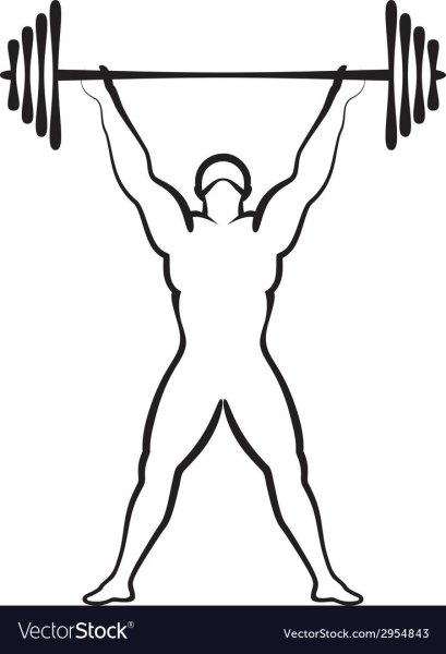 Силуэт спортсмена со штангой