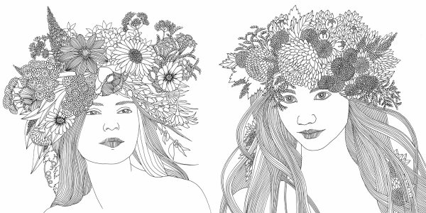 Раскраски антистресс девушки