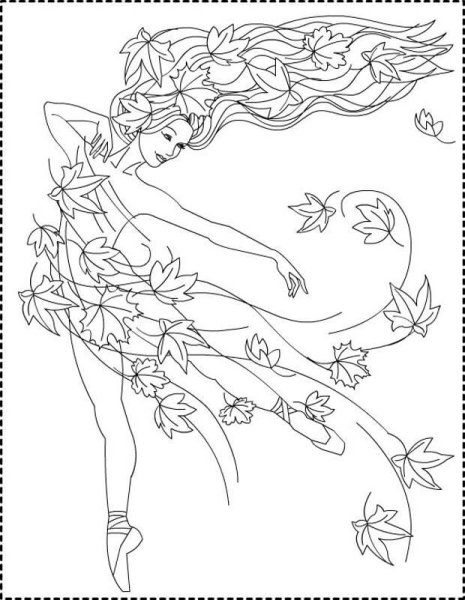 Девочка осень раскраска