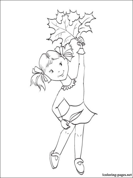 Девочка осень раскраска