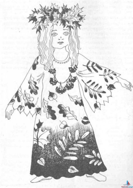 Девочка осень раскраска