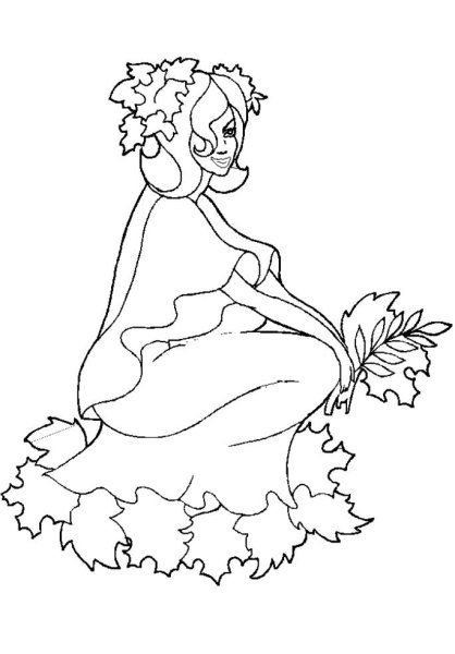 Девочка осень раскраска