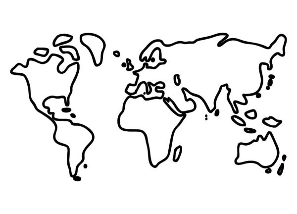 Контуры материков для детей