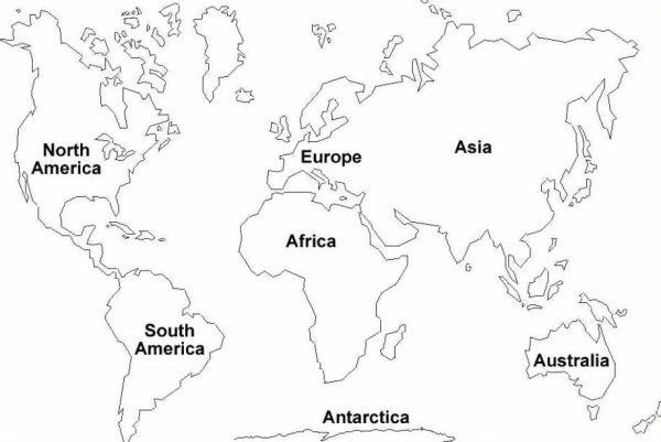 Карта материков для раскрашивания