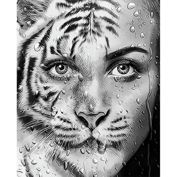 Картина девушка с тигром