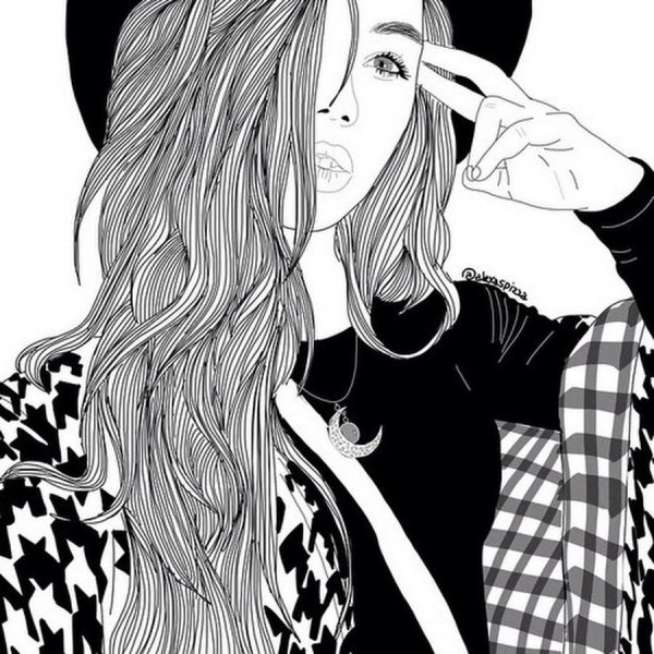 Черно белые рисунки девушек