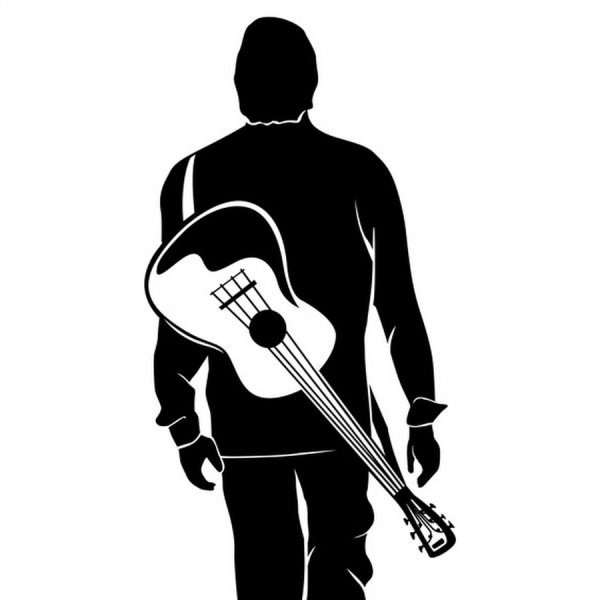 Силуэт человека с гитарой