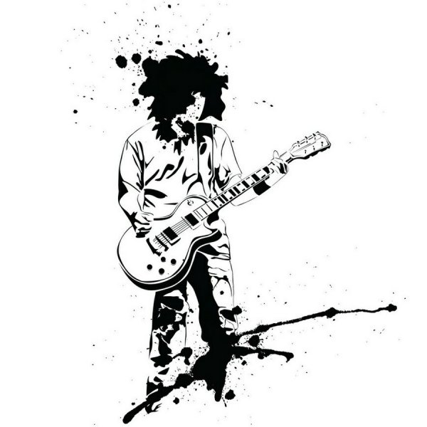 Рок музыкант черно-белый