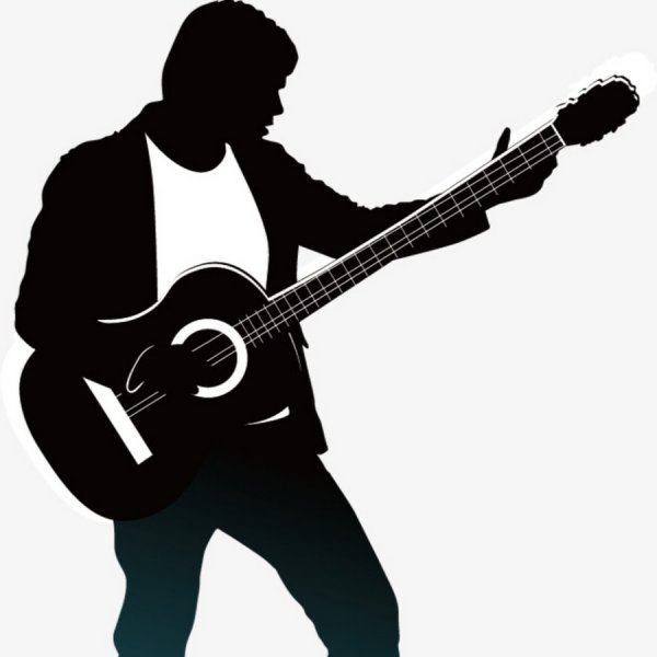 Силуэт музыканта с гитарой