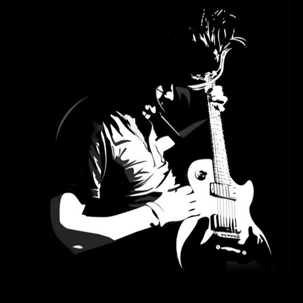 Гитарист на черном фоне