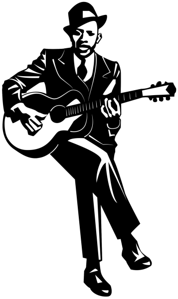 Силуэт музыканта с гитарой